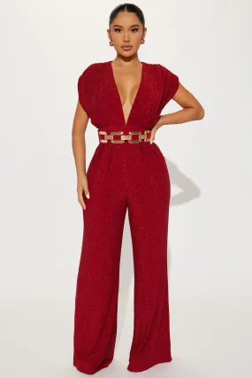 All That Sparkles Jumpsuit - Wine