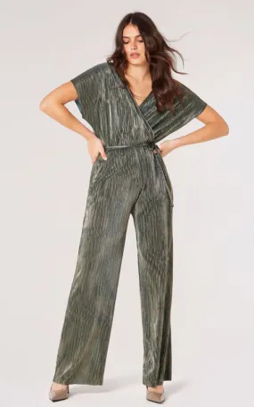 Apricot- Plisse Metallic Jumpsuit