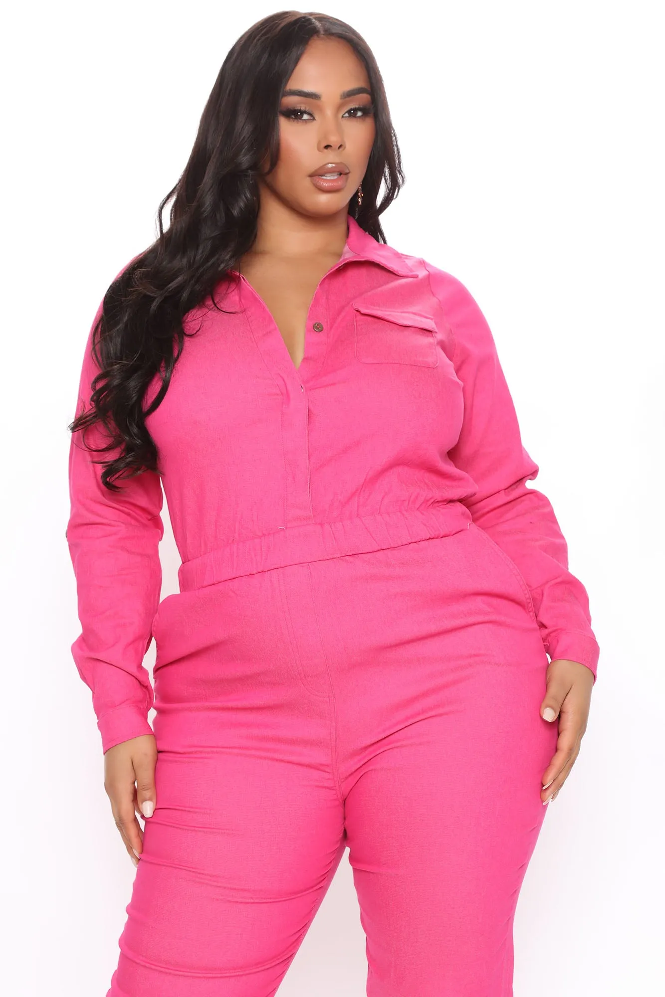 Aviator Babe Jumpsuit - Neon Pink