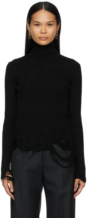 Balenciaga Black Wool Destroyed Turtleneck