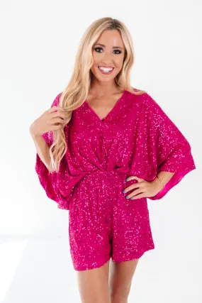 Come On Over Romper - Fuschia
