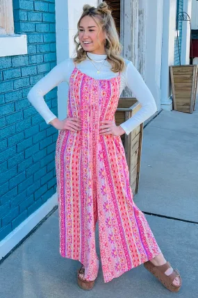 Coral Border Printed Jumpsuit