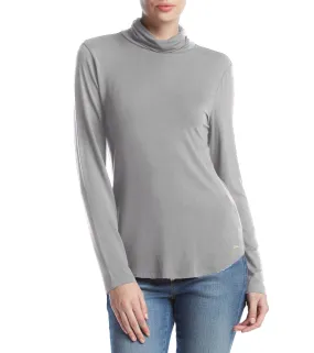 Curved Hem Turtleneck Top