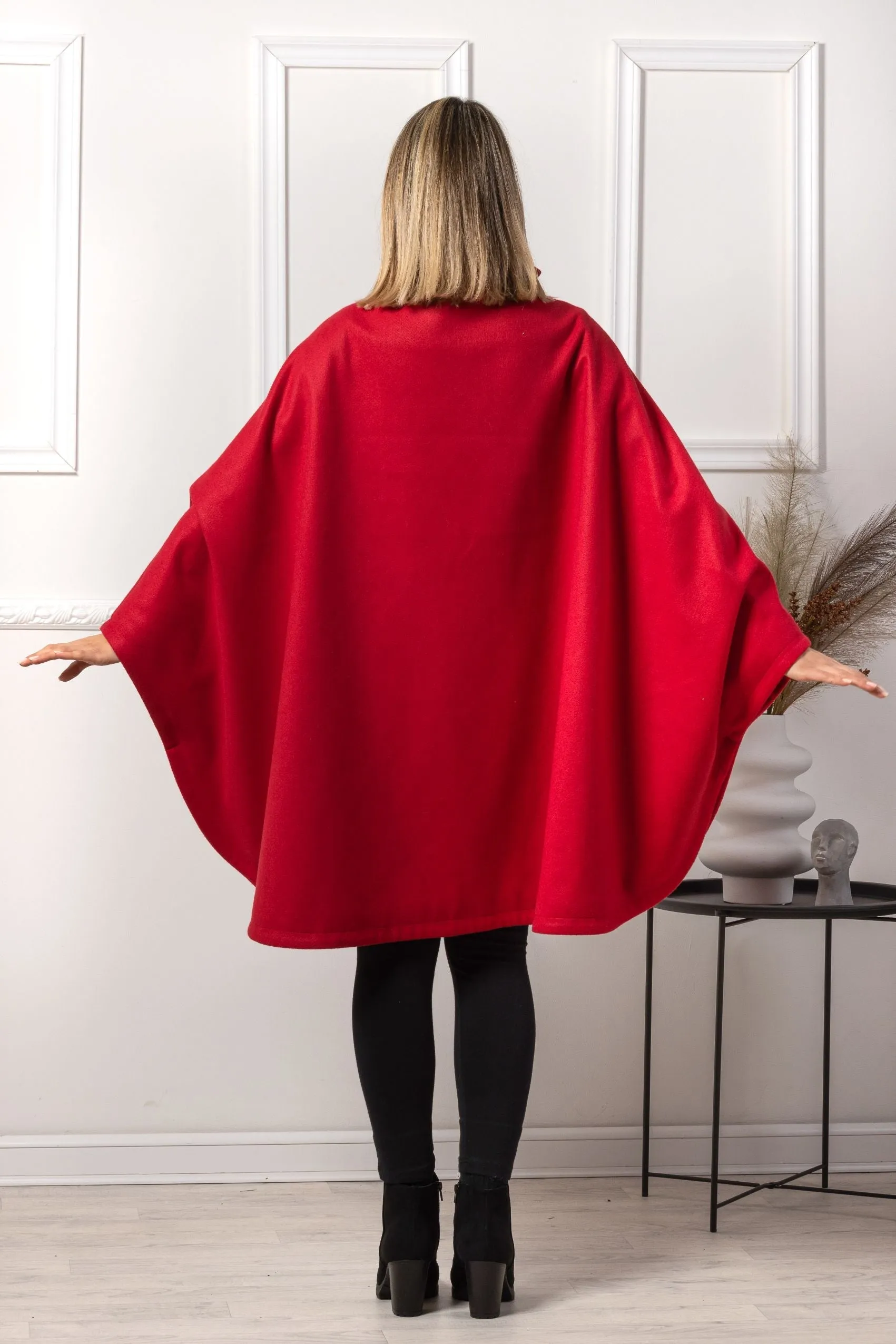 Dark Navy Collared Loose Cape Coat