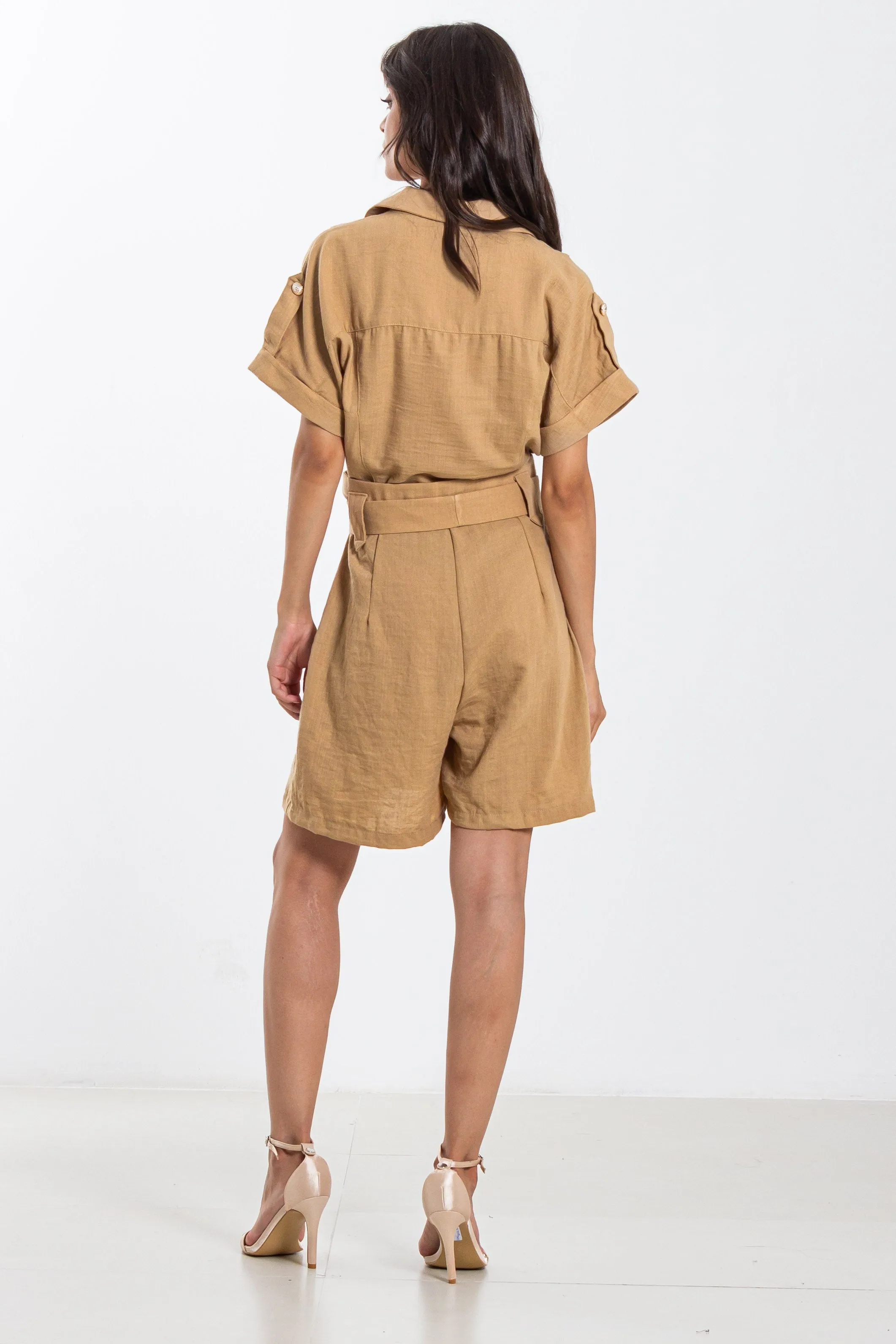 DETAIL BELTED SHORT JUMPSUIT