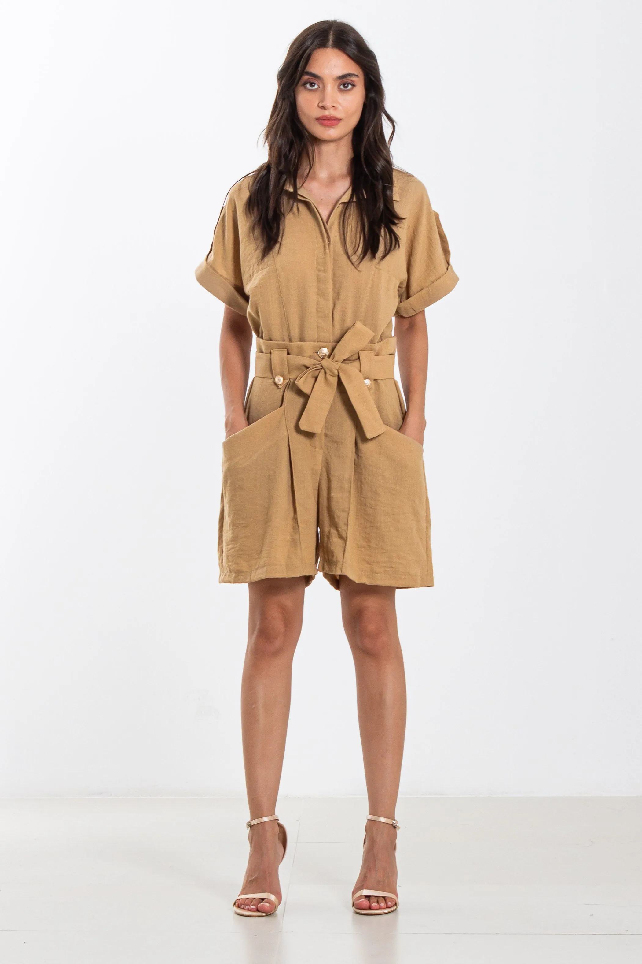DETAIL BELTED SHORT JUMPSUIT