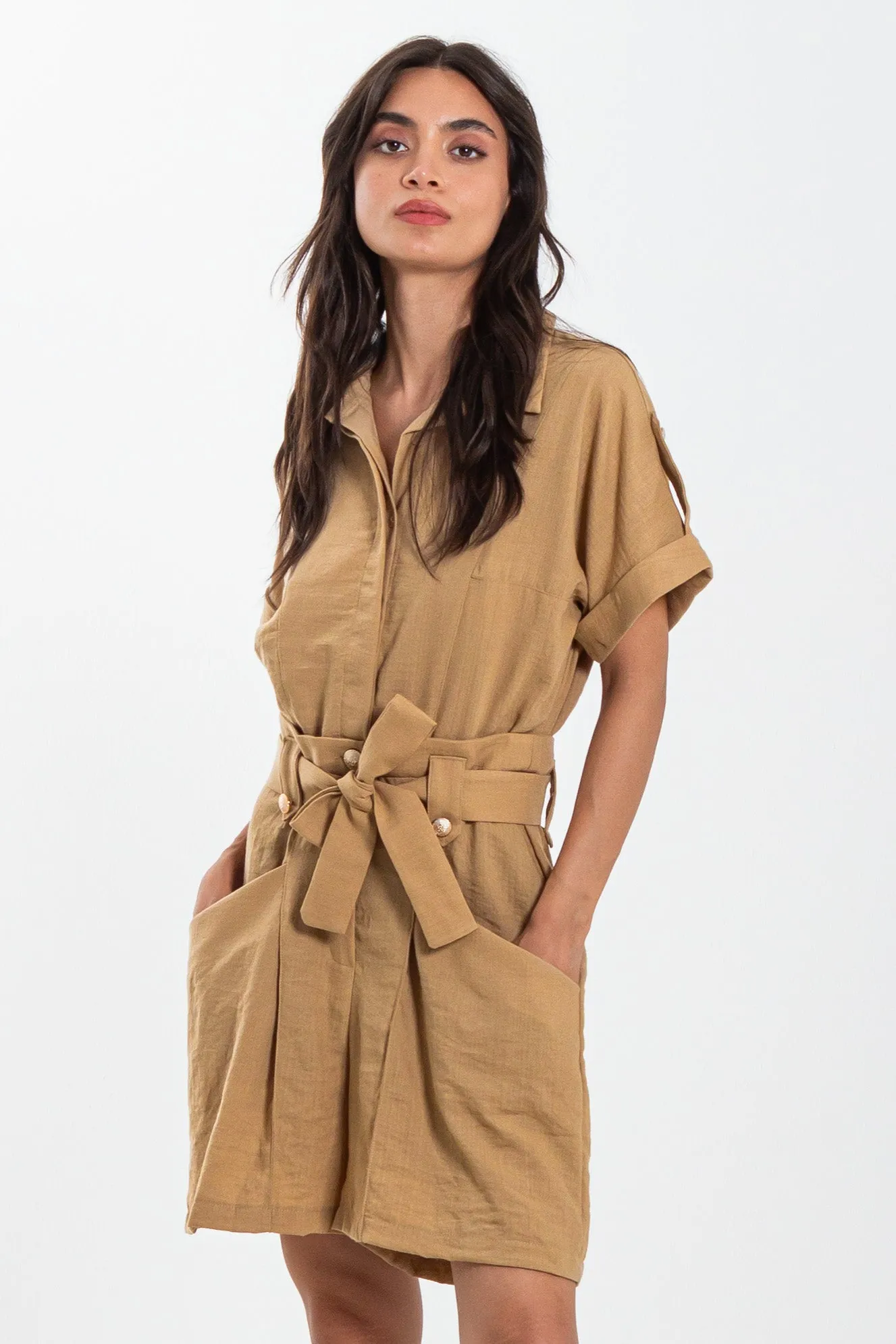 DETAIL BELTED SHORT JUMPSUIT