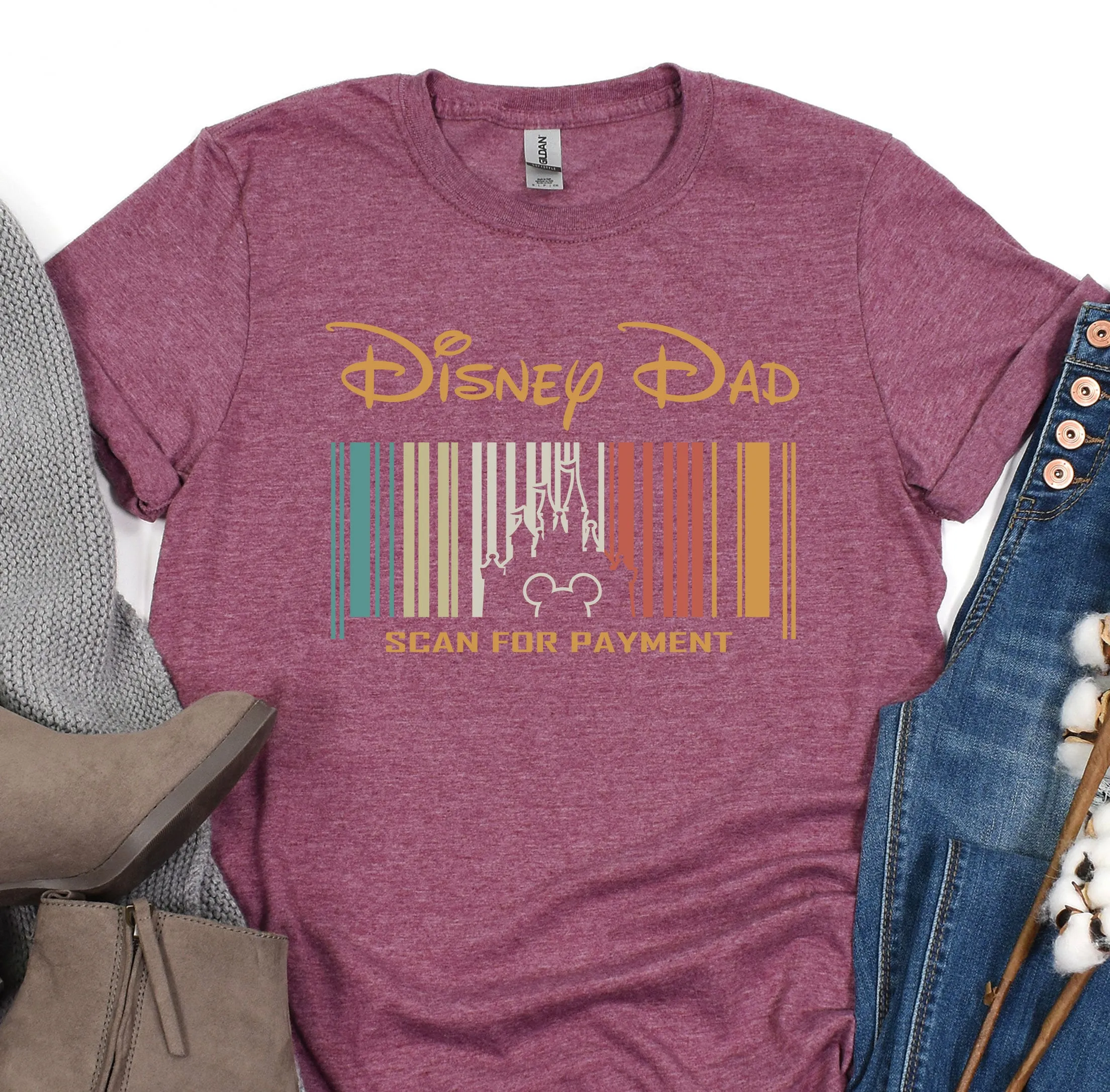 Disney Barcode Shirt, Disney Shirt for Women, Disney Magic Castle Tee, Disney Mickey Silhouette Shirt, Tshirt for Kids, Disneyland Tour Tee
