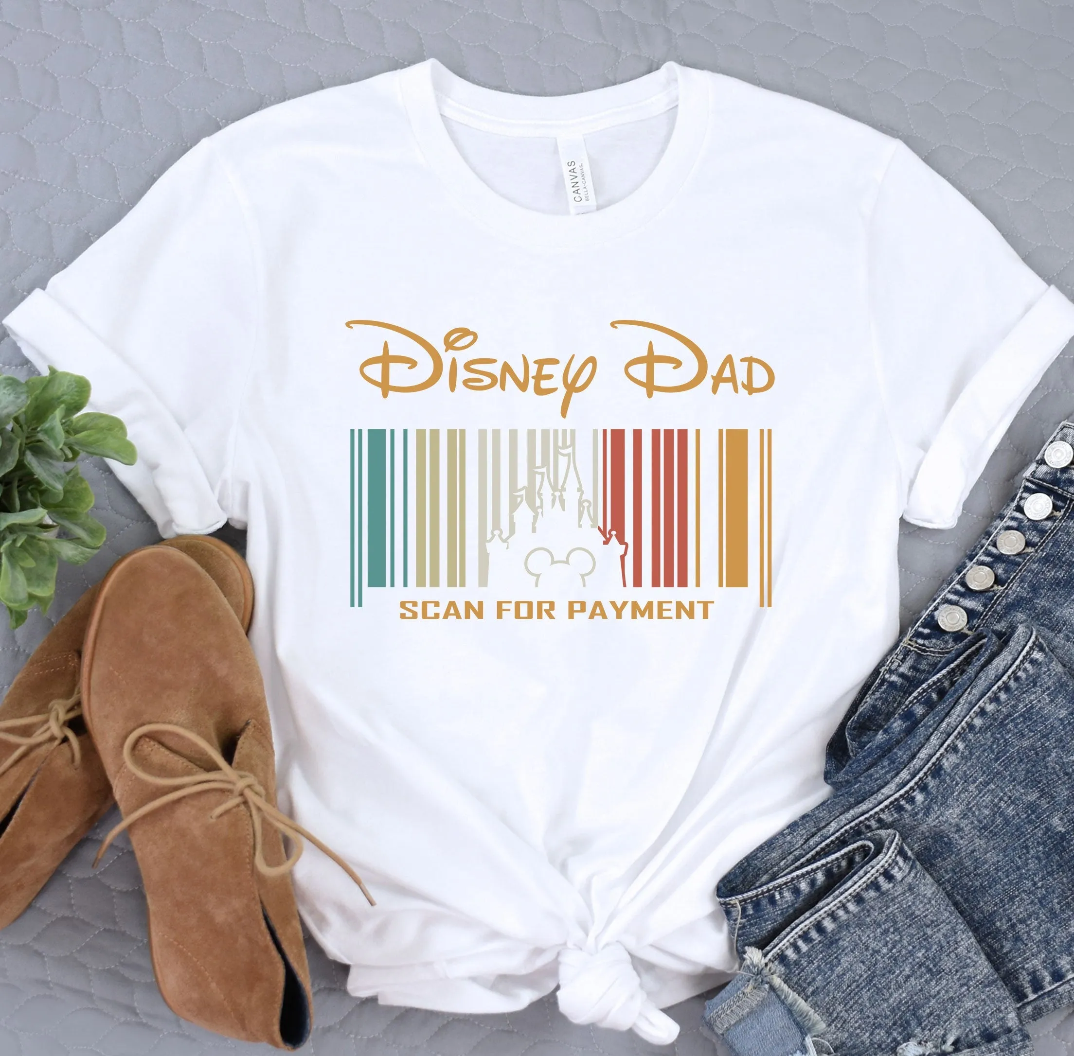 Disney Barcode Shirt, Disney Shirt for Women, Disney Magic Castle Tee, Disney Mickey Silhouette Shirt, Tshirt for Kids, Disneyland Tour Tee