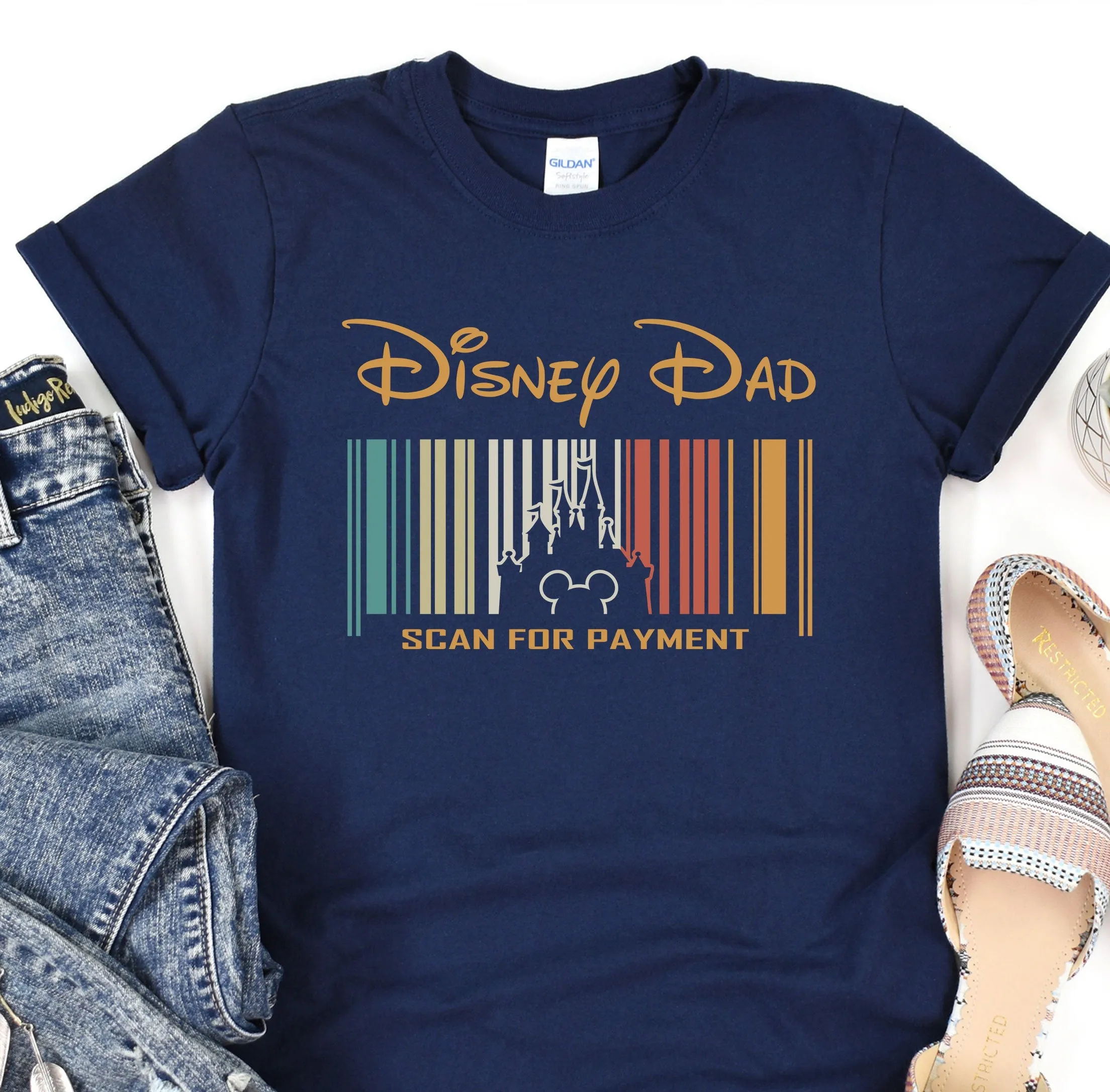 Disney Barcode Shirt, Disney Shirt for Women, Disney Magic Castle Tee, Disney Mickey Silhouette Shirt, Tshirt for Kids, Disneyland Tour Tee