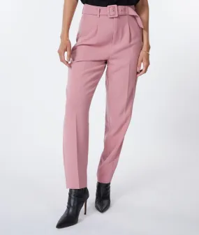 Esqualo- City Trouser with Belt in Vintage Rose