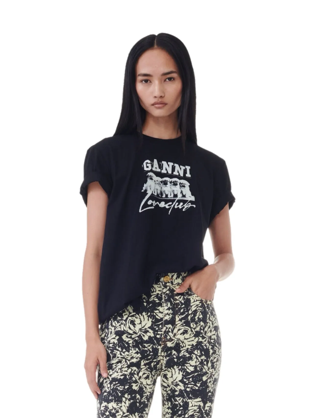 Ganni Thin Jersey Puppy Love Relaxed T-Shirt