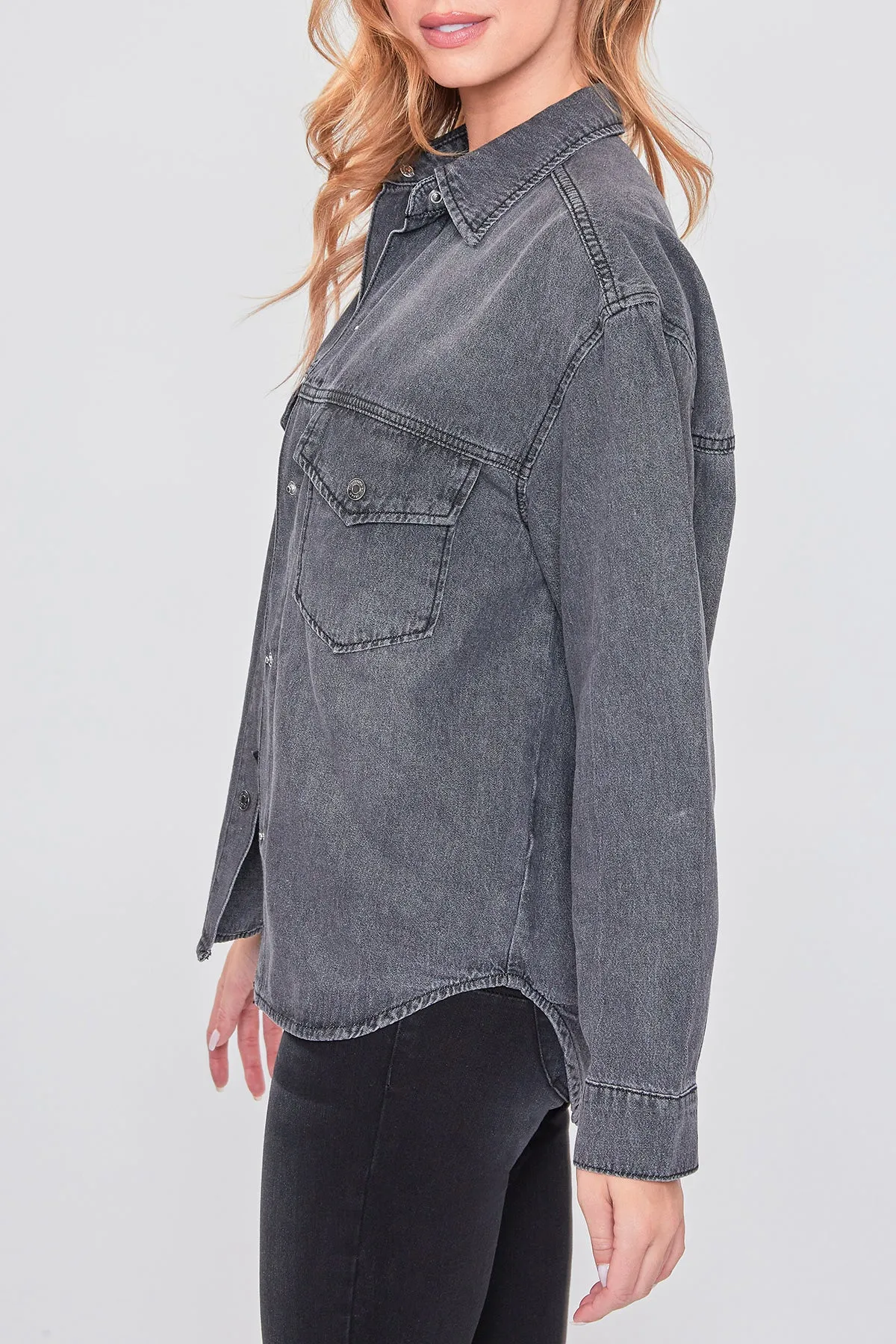 LONG SLEEVE DENIM OVERSIZED SHACKET BY YMI