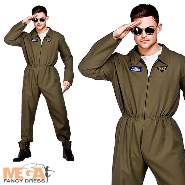 Men's Top Shot Pilot Air Force Military Uniform Costume
