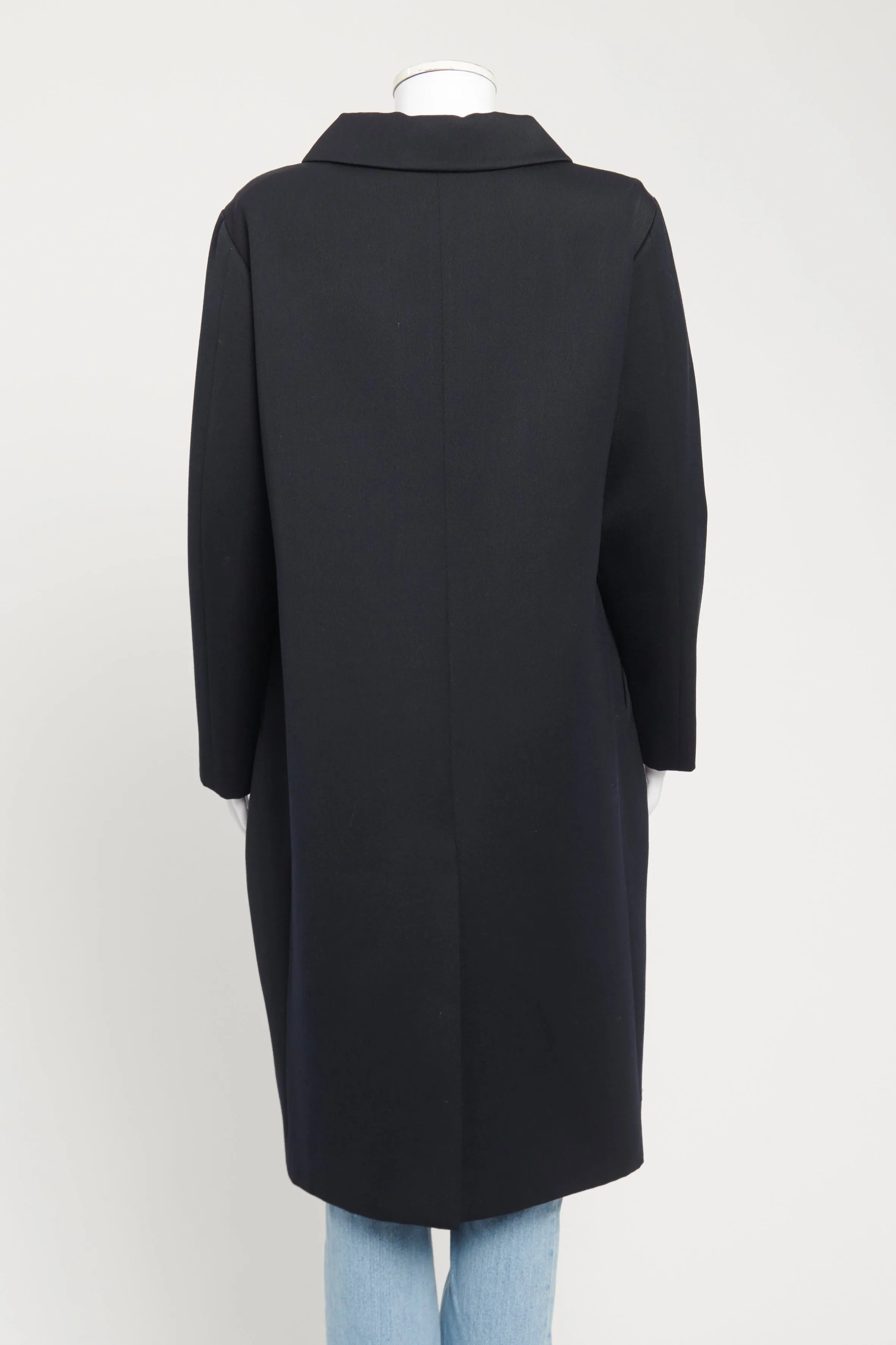 Navy Wool Blend Preowned Button-Up Coat