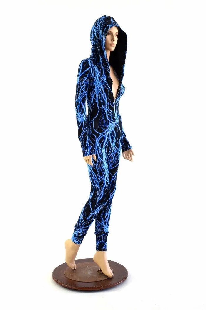 Neon Lightning Zipper Front Catsuit