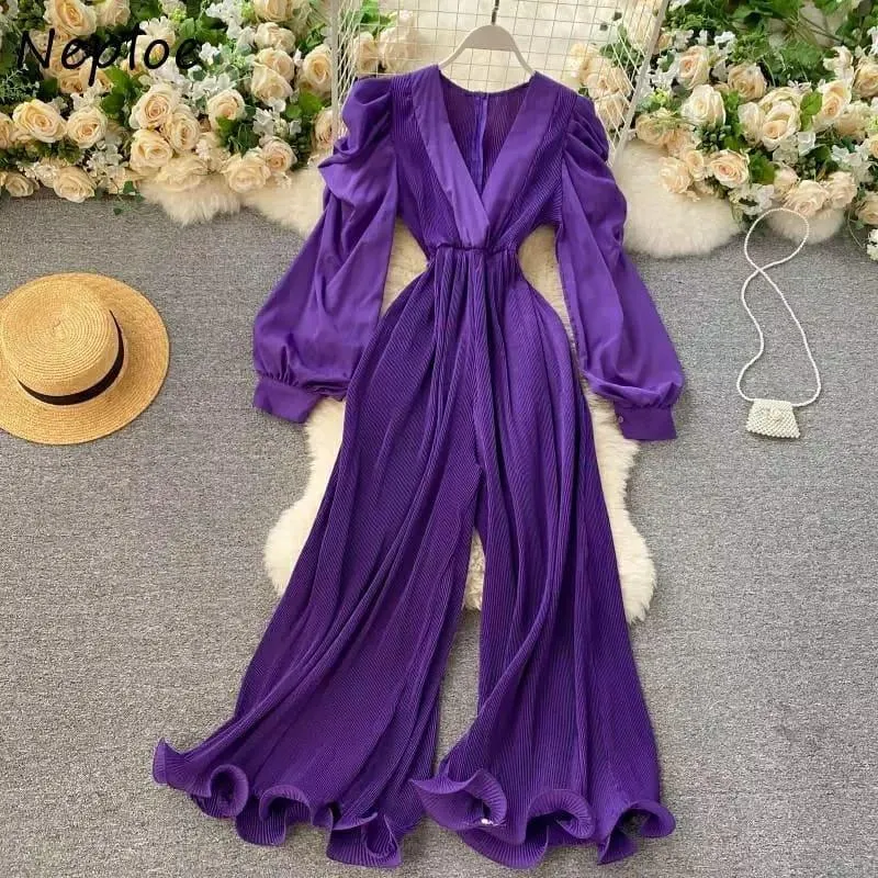 Neploe Vintage Sexy V-neck Jumpsuit
