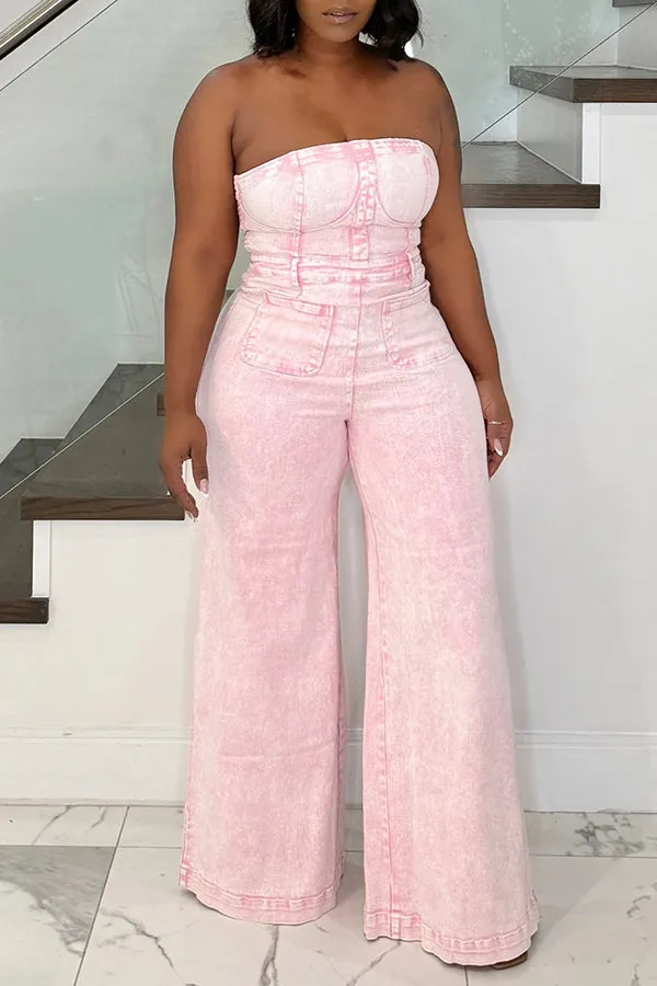 Nostalgic Flared Denim Jumpsuit
