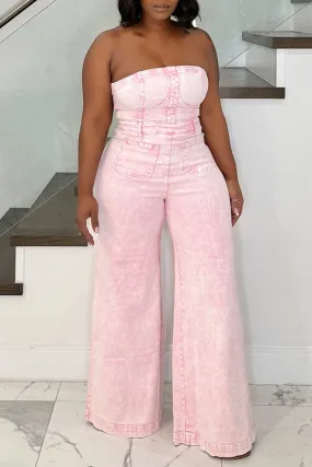 Nostalgic Flared Denim Jumpsuit