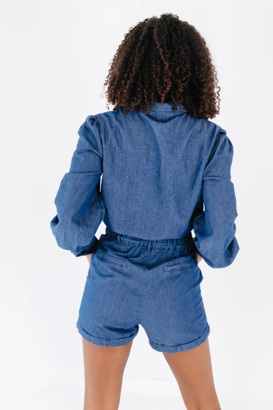 Off to the City Romper - Denim