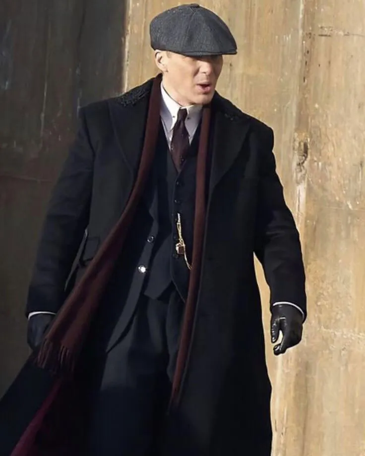 Peaky Blinders Tommy Shelby Black Wool Trench Coat