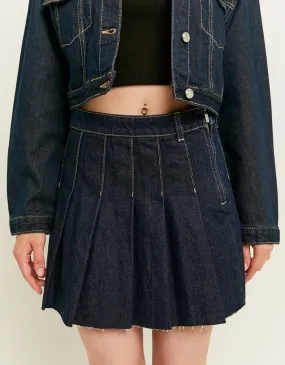 Pleated Denim Skirt