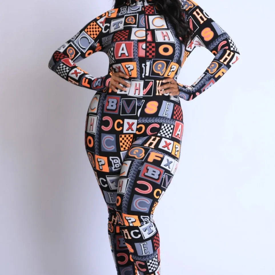 Plus Size Word Block Jumpsuit