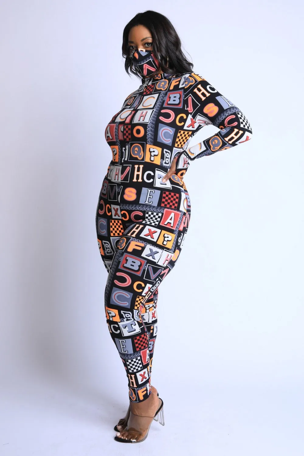 Plus Size Word Block Jumpsuit