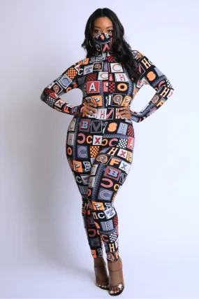 Plus Size Word Block Jumpsuit