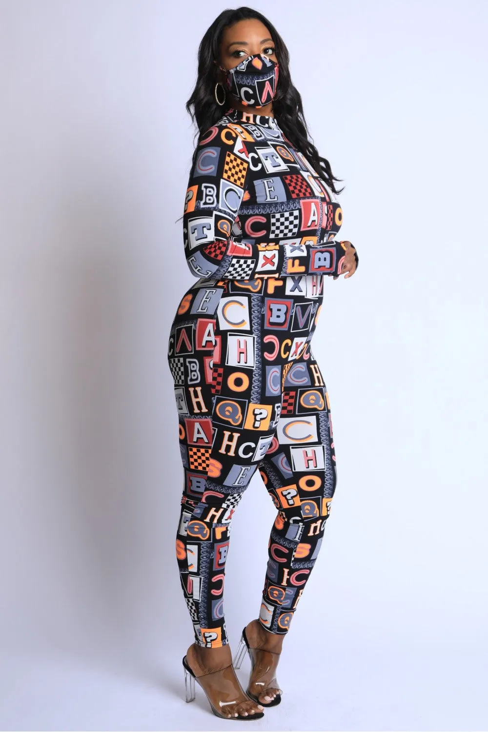 Plus Size Word Block Jumpsuit