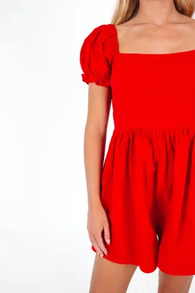 Ready To Run Romper - Red