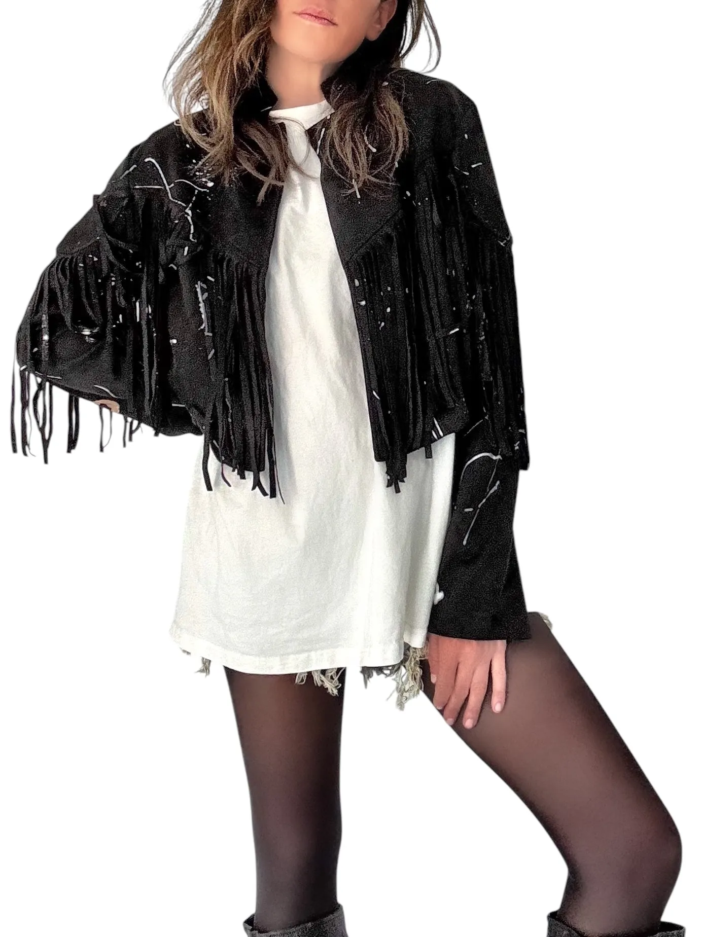 'Splatter & Fringe' Lightweight Jacket