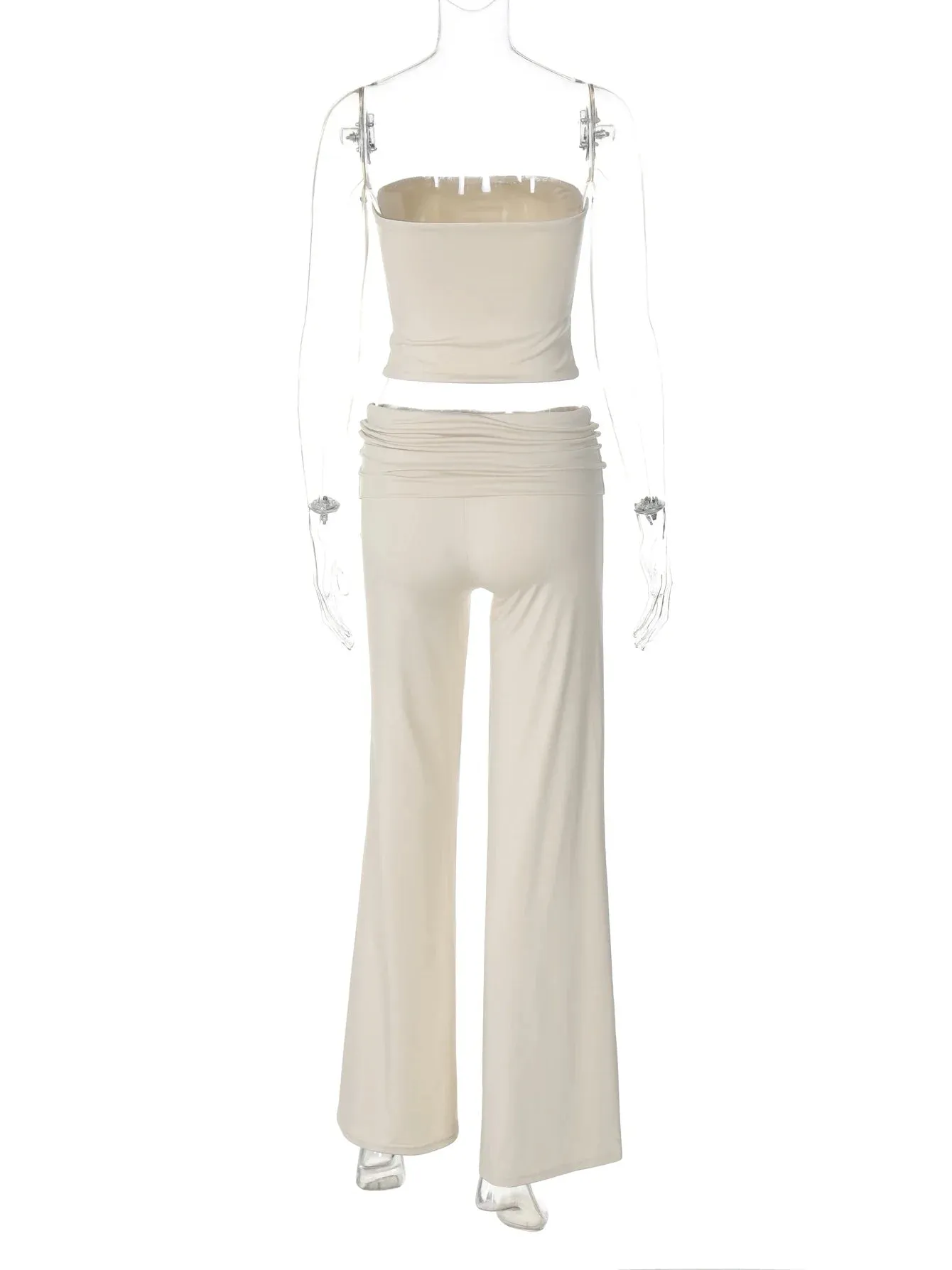 Sporty Flared Leggings Set with Strapless Tube Top