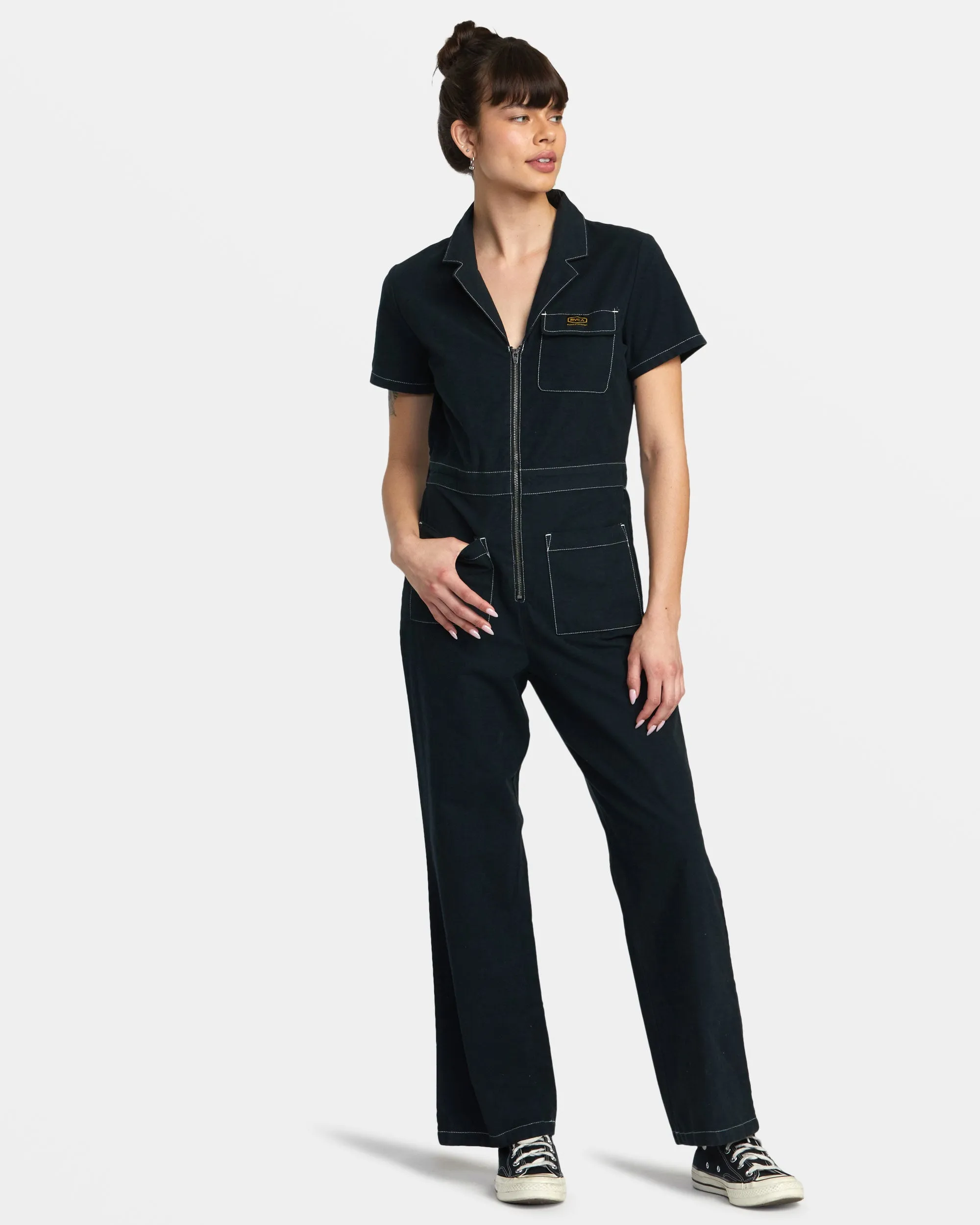 Spring Shift Workwear Jumpsuit - Black