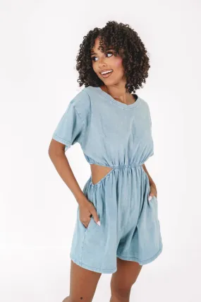 Stomping Grounds Romper - Mint Blue