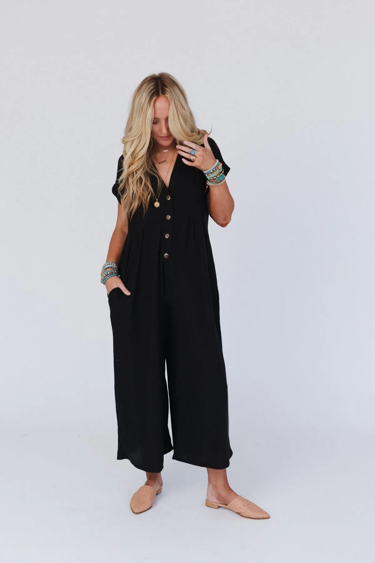 The Nest Sage and Wildflowers Jumpsuit - Black