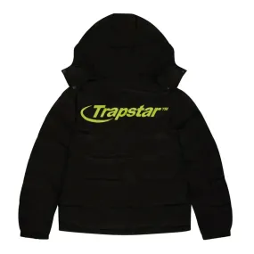Trapstar Hyperdrive Detachable Hooded Puffer Jacket - Black/Lime