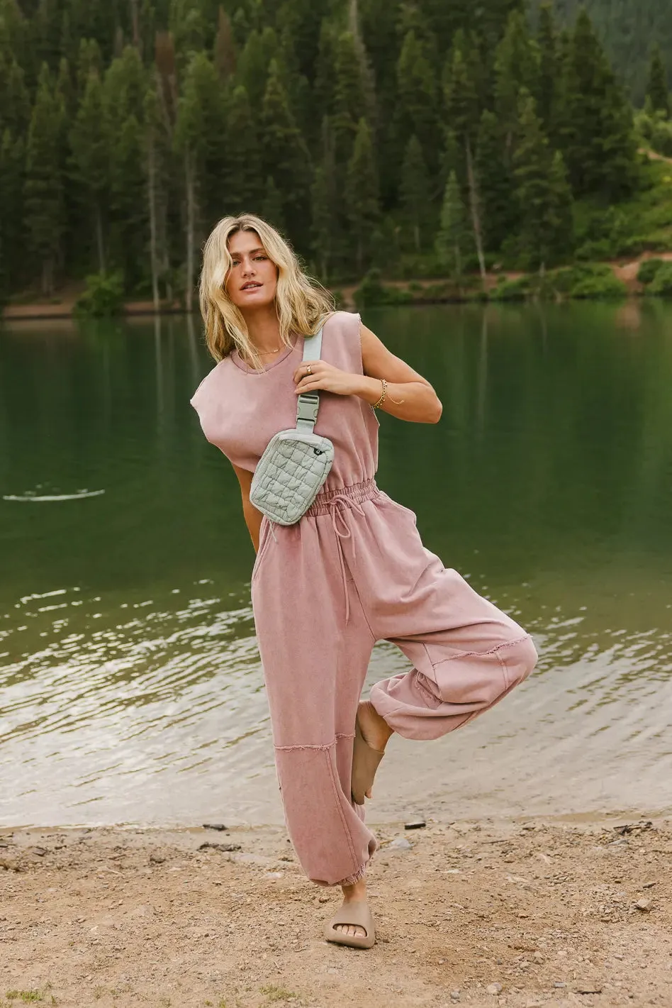 Weekend Warrior Jumpsuit in Pink - FINAL SALE