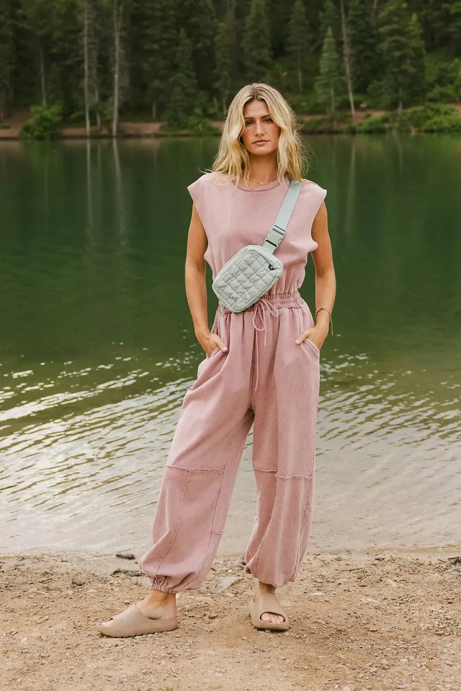 Weekend Warrior Jumpsuit in Pink - FINAL SALE