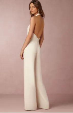 Women Jumpsuit Halter Casual Cotton-blend Sleeveless