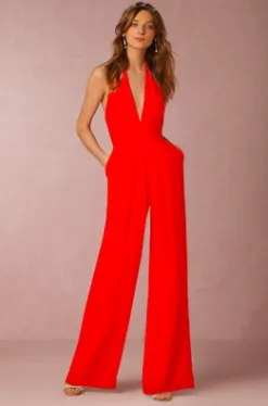 Women Jumpsuit Halter Casual Cotton-blend Sleeveless